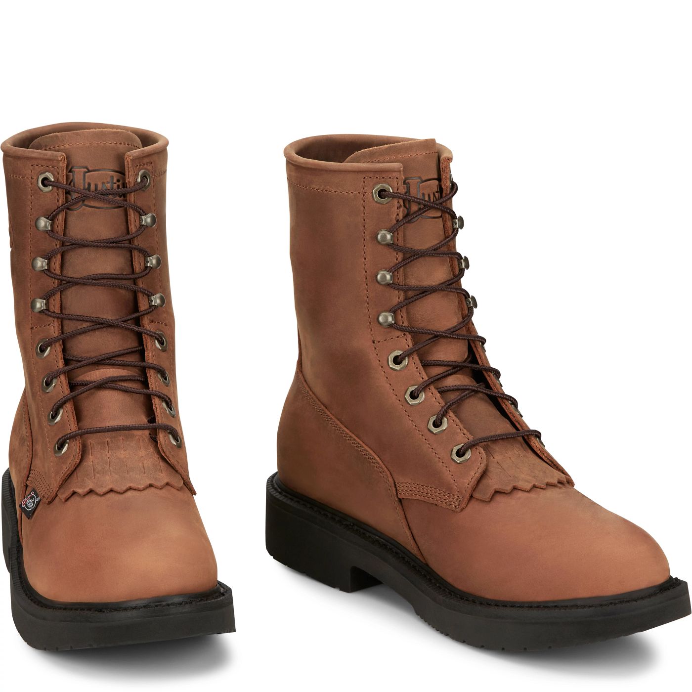 Justin Work Men's Livestock 8" Work Boot - Aged Bark (OW760) - Front View