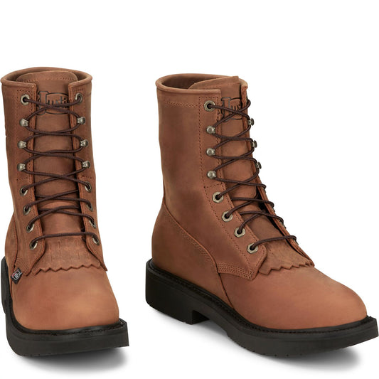 Justin Work Men's Livestock 8" Work Boot - Aged Bark (OW760) - Front View