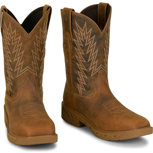 Justin Work Men's Blinder 11" Waterproof Steel Toe Boot - Brown (PD4069) - Front View