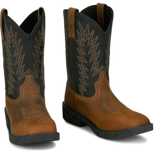 Justin Work Men's Taskmaker 11" Waterproof Boot - Brown (PD4072) - Front View