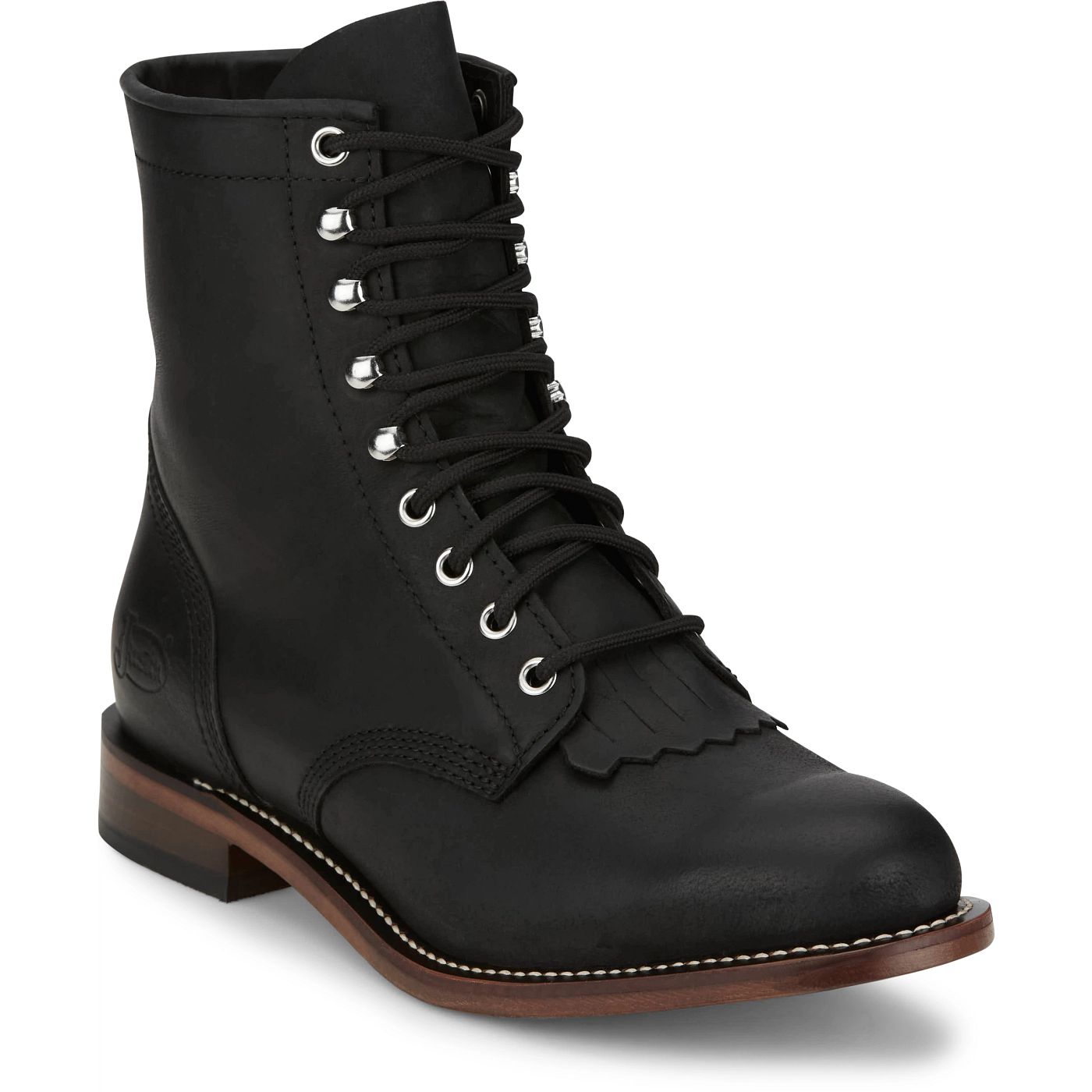 Justin Boots Men's Drennan 7" Lace-Up Roper Boot - Black (RP503) - View 2
