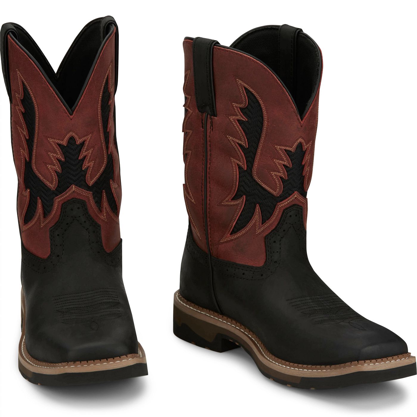 Justin Work Men's Bolt 11" Work Boot - Crimson Red (SE4116) - Front View