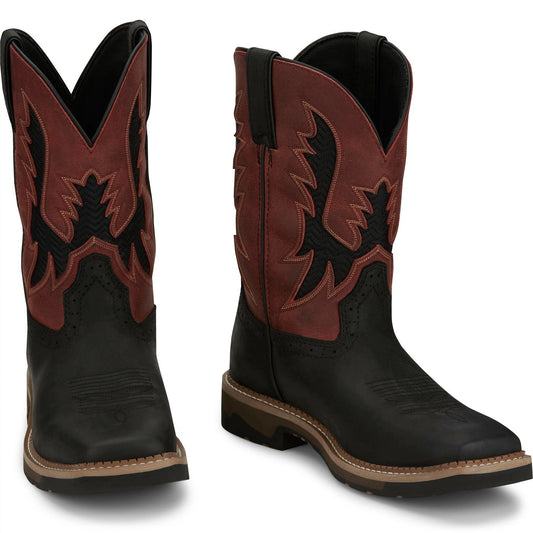 Justin Work Men's Bolt 11" Work Boot - Crimson Red (SE4116) - Front View
