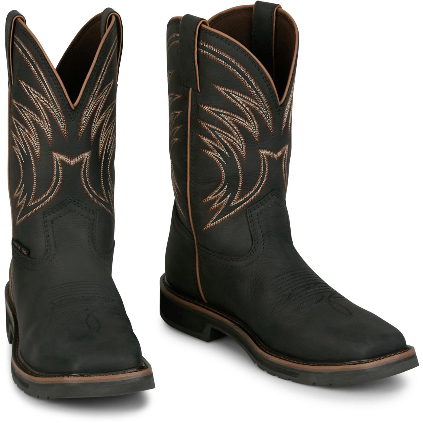 Justin Work Men's Widowmaker 11" Waterproof Steel Toe Boot - Black (SE4241) - Front View