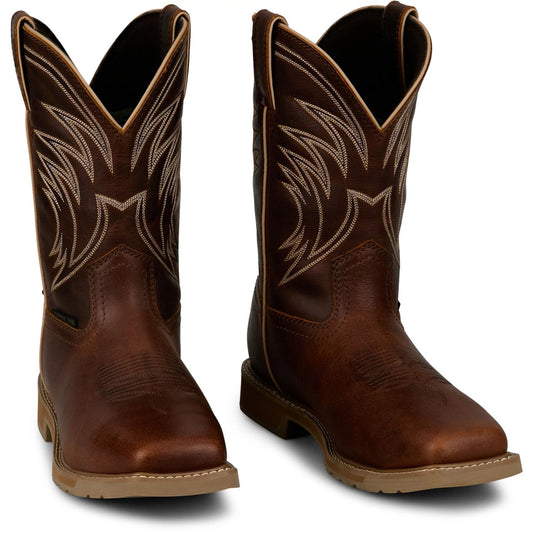 Justin Work Men's Daywork 11" Waterproof Steel Toe Boot - Pecan (SE4243) - Front View