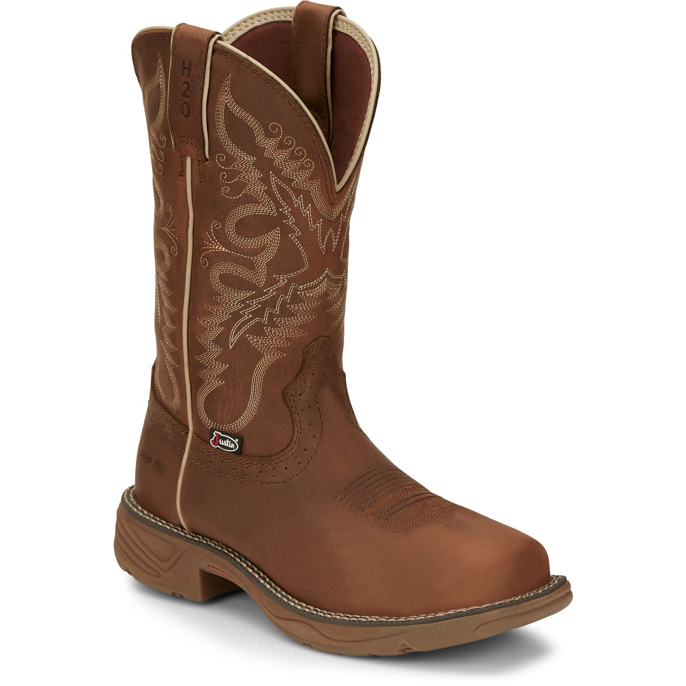 Justin Work Women's Rush 11" Nano Composite Toe Waterproof Boot - Rustic Tan (SE4352) - View 2