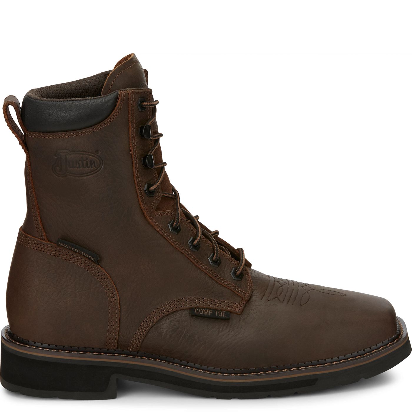 Justin Work Men's Driller 8" Waterproof Composite Toe Boot - Aged Bark (SE462) - View 3