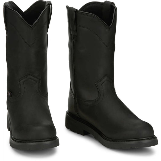 Justin Work Men's Dorsal 11" Waterproof Boot - Onyx Black (SE4637) - Front View