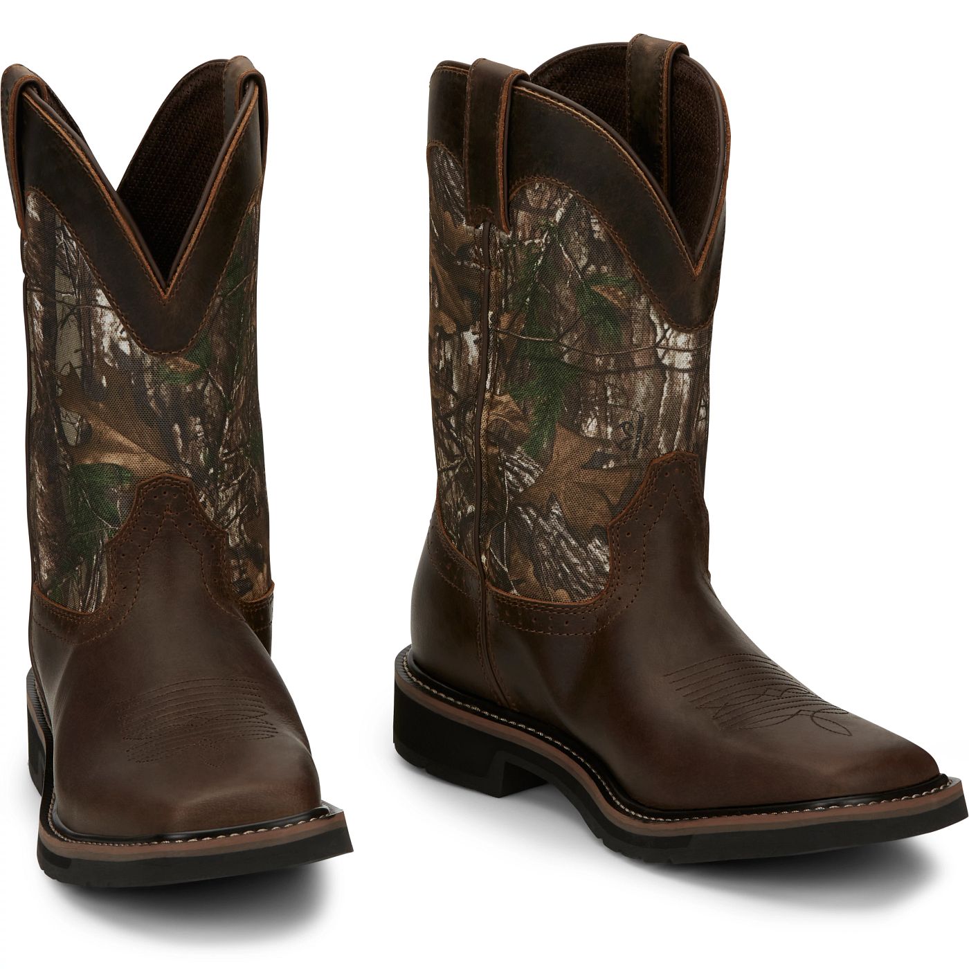 Justin Work Men's Trekker 11" Waterproof Boot - Realtree Camo (SE4676) - Front View
