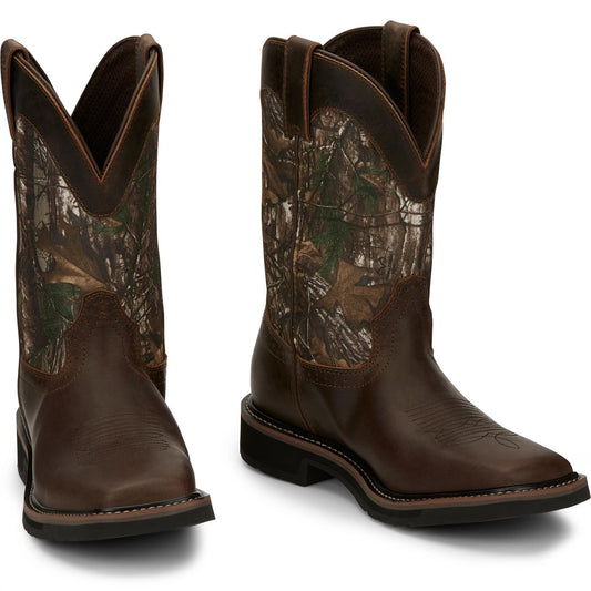 Justin Work Men's Trekker 11" Waterproof Boot - Realtree Camo (SE4676) - Front View