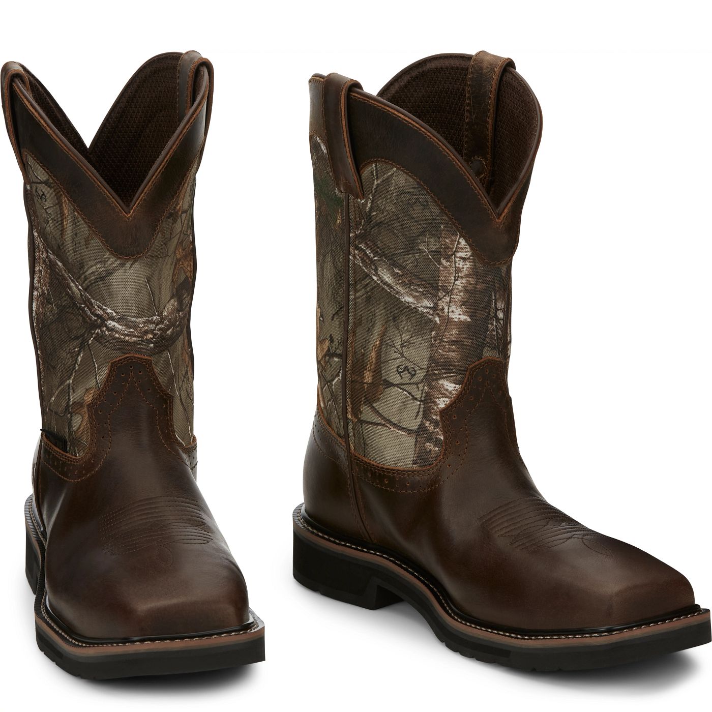 Justin Work Men's Trekker 11" Waterproof Composite Toe Boot - Realtree Camo (SE4677) - Front View