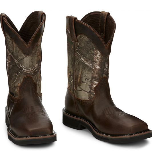 Justin Work Men's Trekker 11" Waterproof Composite Toe Boot - Realtree Camo (SE4677) - Front View