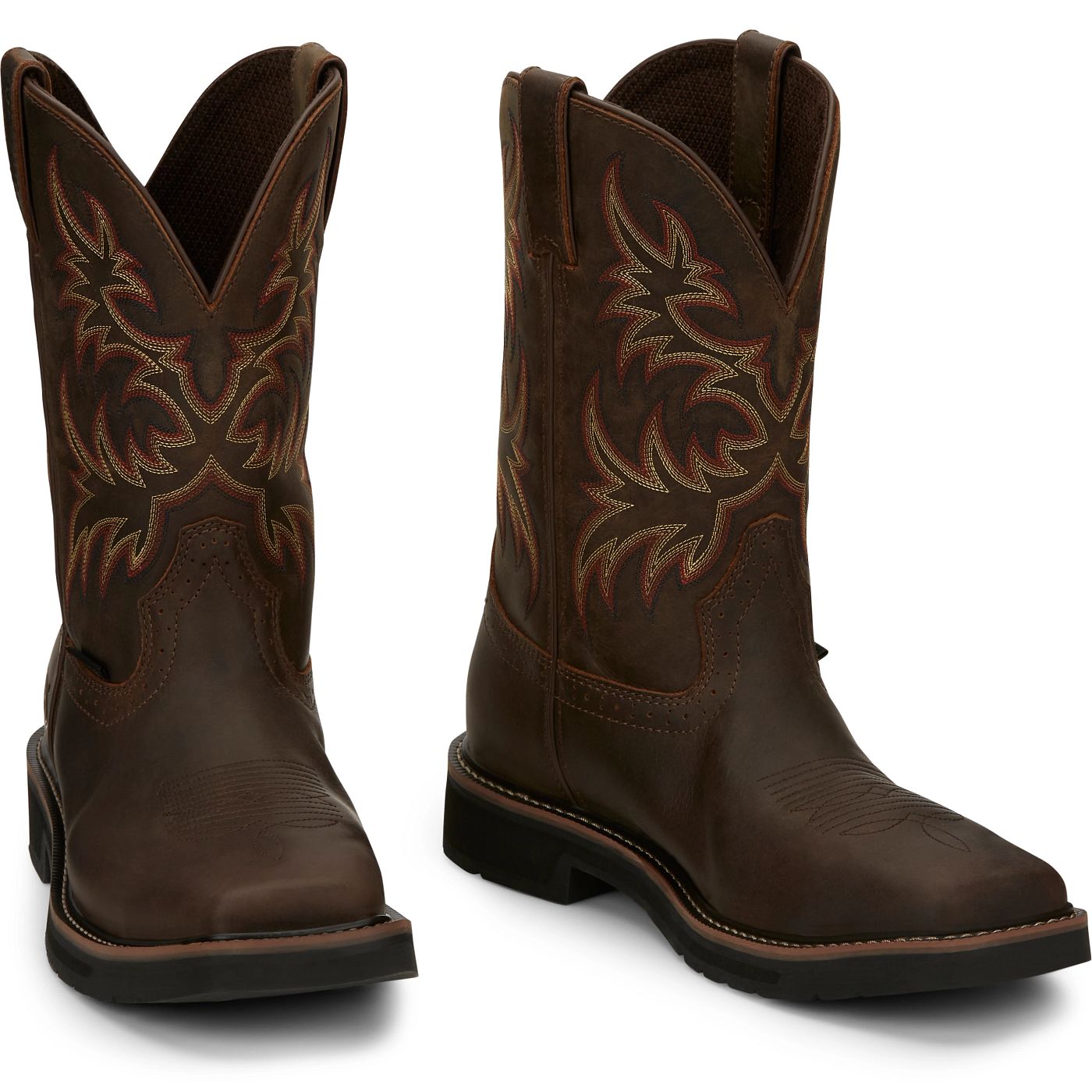 Justin Work Men's Driller 11" Steel Toe Boot - Dark Brown (SE4682) - Front View
