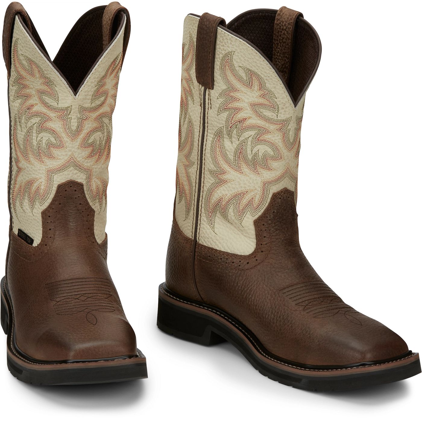 Justin Work Men's Driller 11" Steel Toe Boot - White (SE4684) - Front View