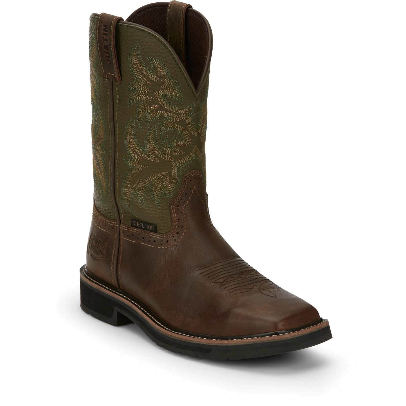 Justin Work Men's Driller 11" Steel Toe Boot - Green (SE4688) - View 2