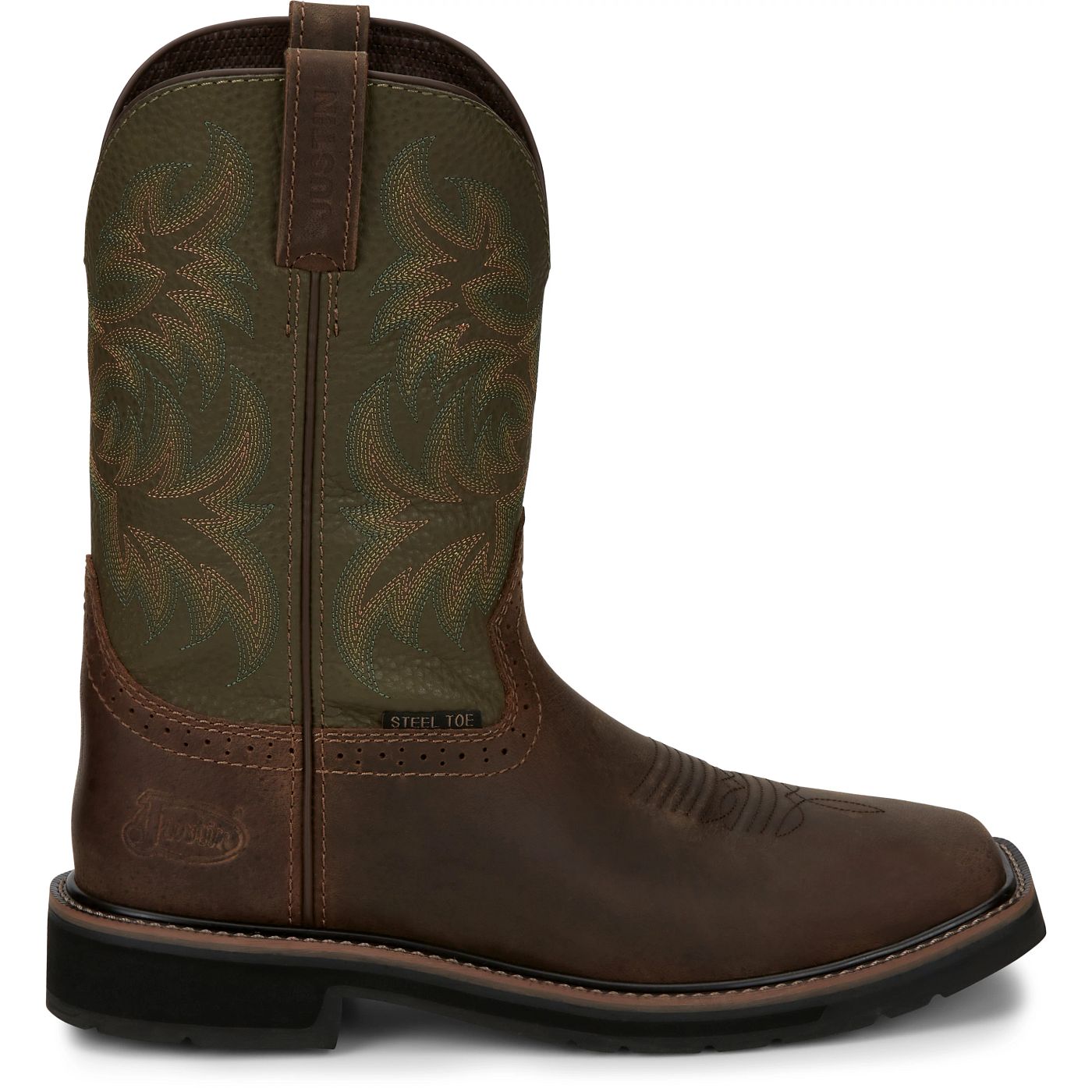 Justin Work Men's Driller 11" Steel Toe Boot - Green (SE4688) - View 3