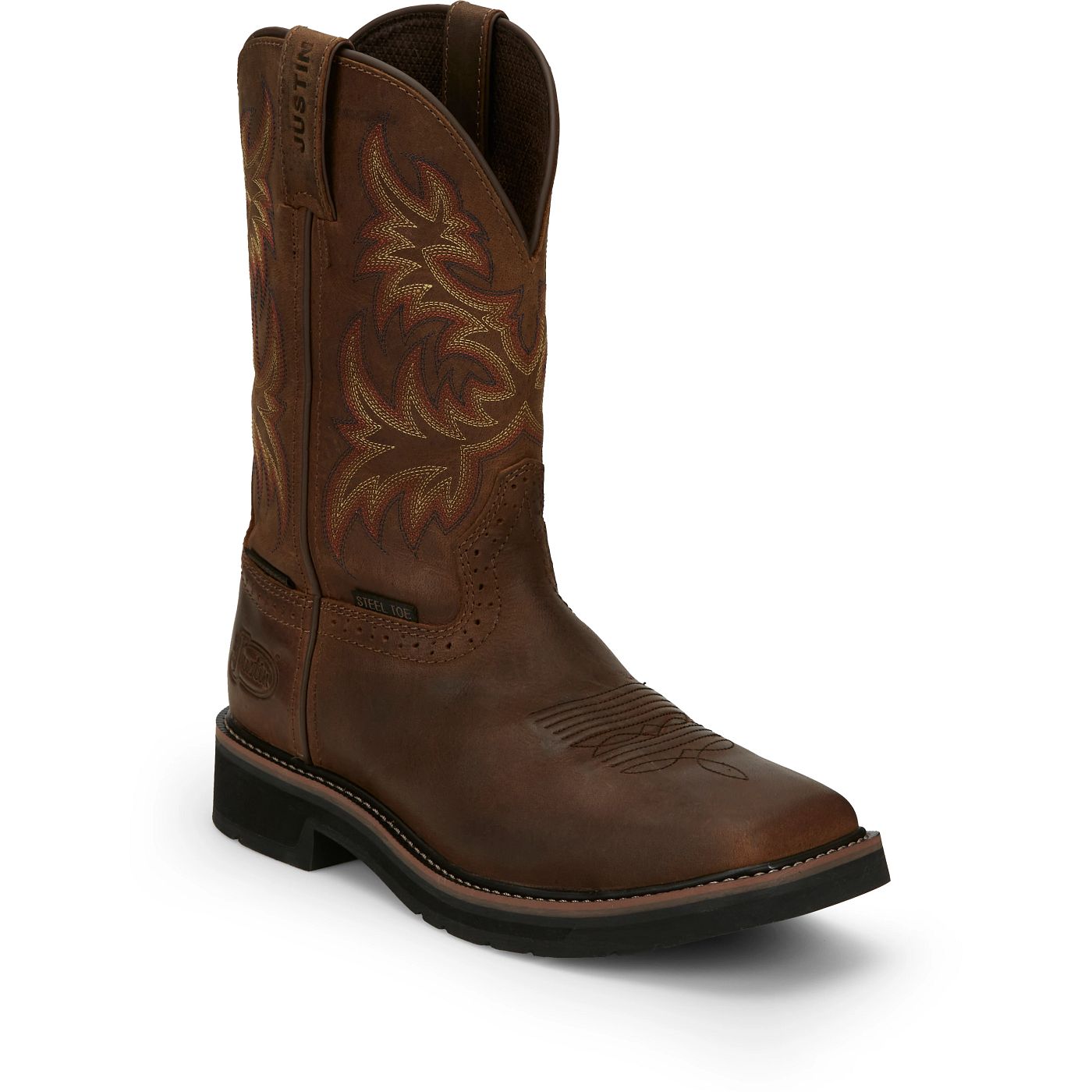Justin Work Men's Driller 11" Waterproof Steel Toe Boot - Brown (SE4690) - View 2