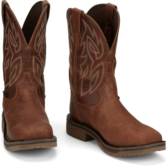 Justin Work Men's Wolfe 11" Waterproof Nano Comp Toe Boot - Bronze Brown (SE4752) - Front View