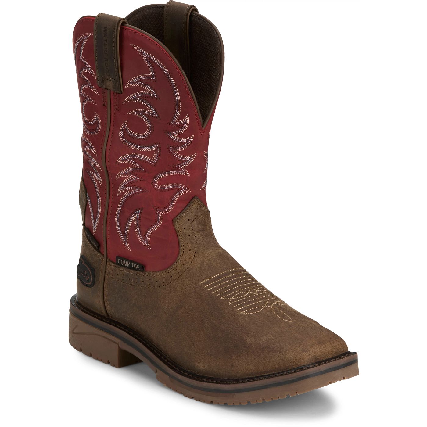 Justin Work Men's Thorn 11" Waterproof Met Guard Comp Toe Boot - Crimson Red (SE4753) - View 2