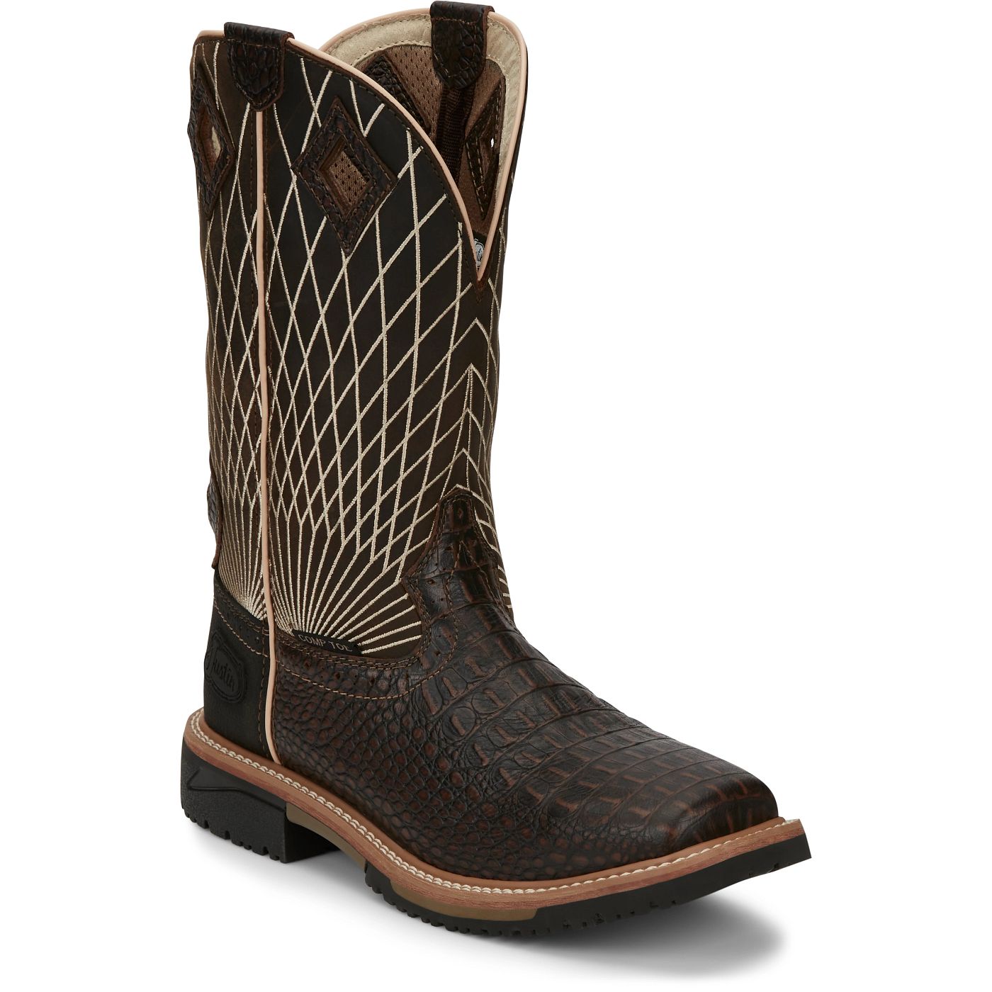 Justin Work Men's Derrickman 12" Composite Toe Boot - Brown (SE4833) - View 2