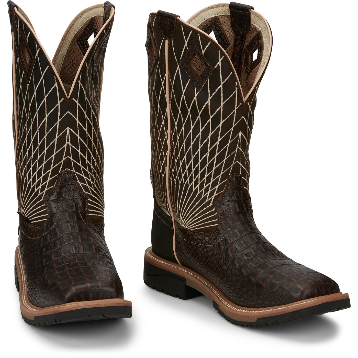 Justin Work Men's Derrickman 12" Composite Toe Boot - Brown (SE4833) - Front View