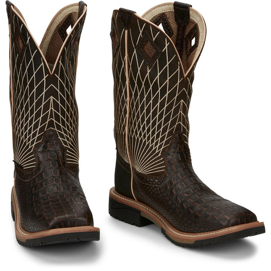 Justin Work Men's Derrickman 12" Composite Toe Boot - Brown (SE4833) - Front View