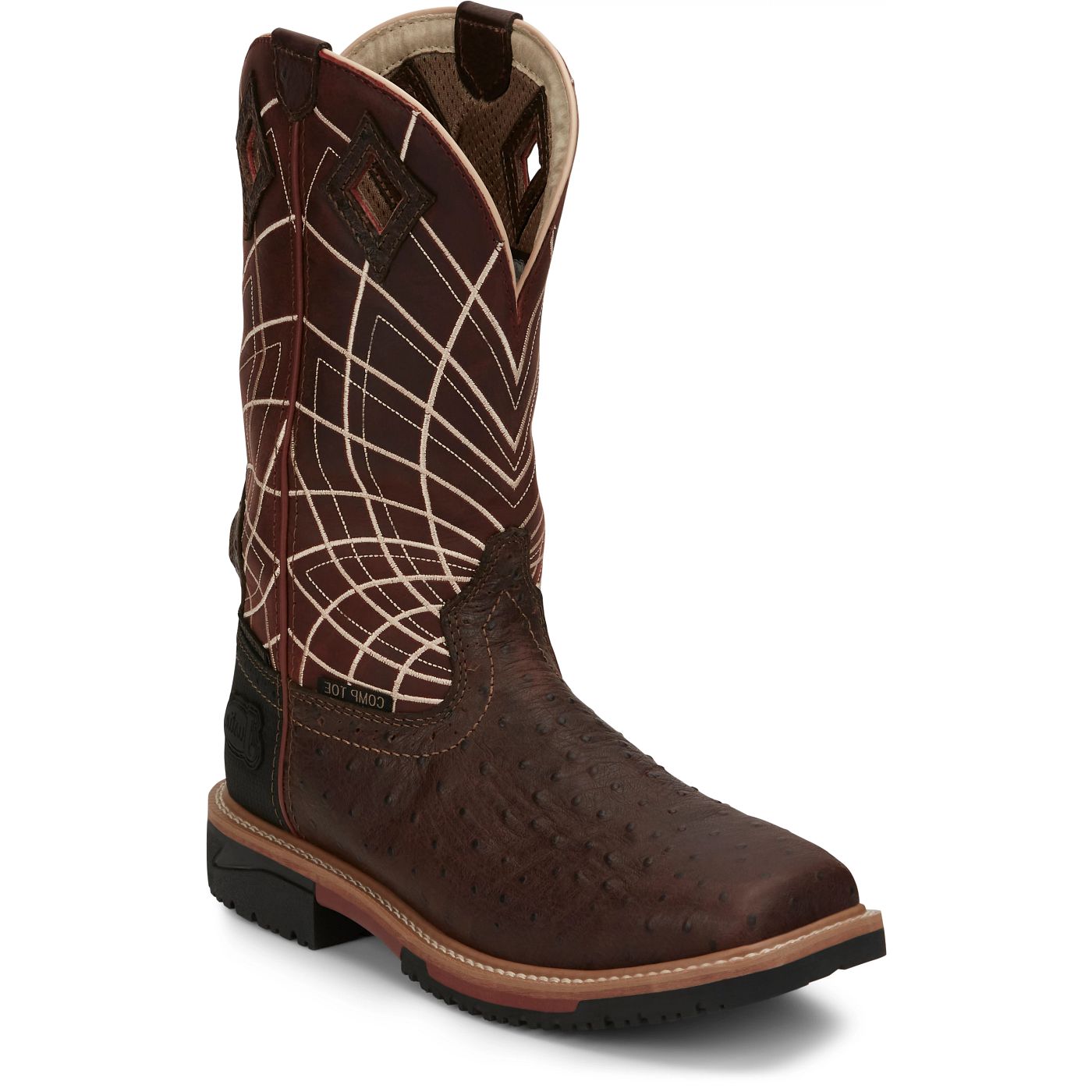 Justin Work Men's Derrickman 12" Waterproof Composite Toe Boot - Clay Red (SE4835) - View 2