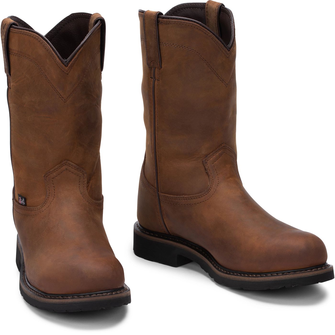 Justin Work Men's Drywall 10" Waterproof Steel Toe Boot - Whiskey Brown (SE4961) - Front View