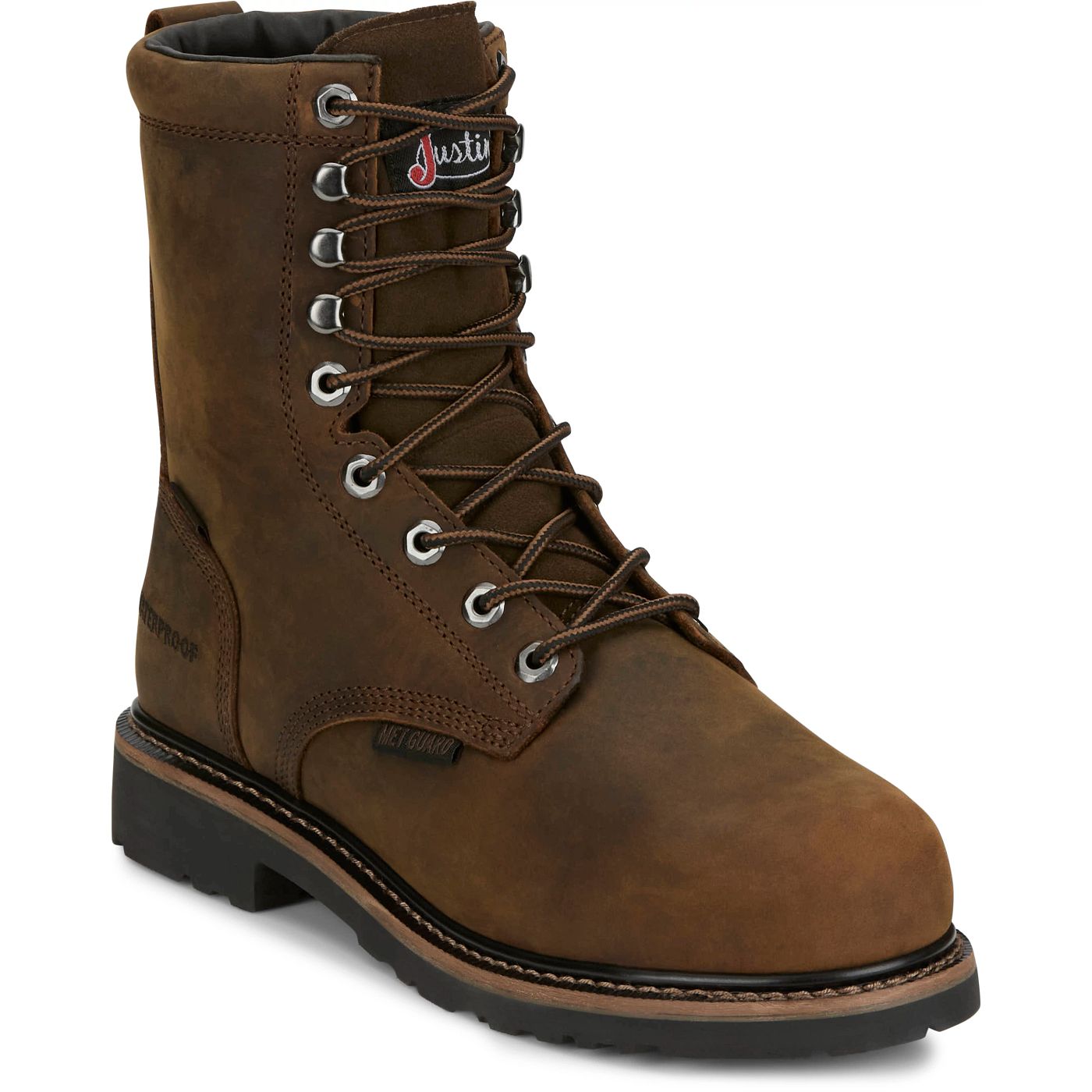 Justin Work Men's Pulley 8" Waterproof Nano Comp Toe Met Guard Boot - Whiskey (SE630) - View 2