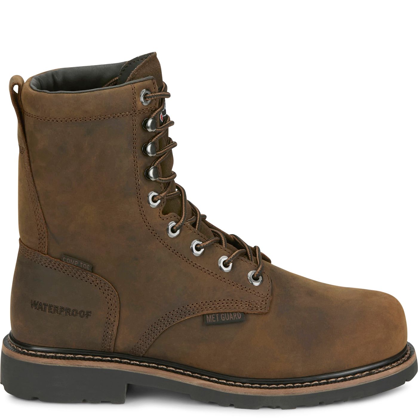 Justin Work Men's Pulley 8" Waterproof Nano Comp Toe Met Guard Boot - Whiskey (SE630) - View 3