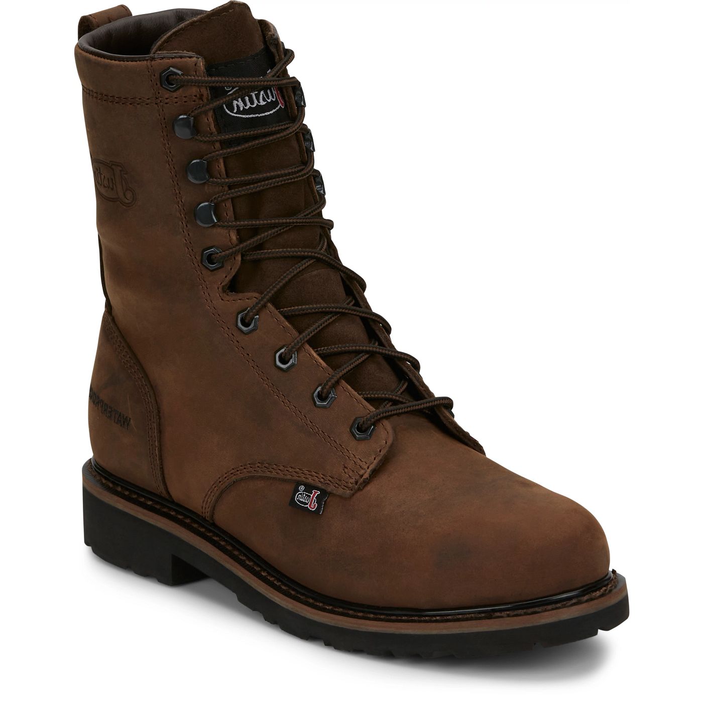 Justin Work Men's Drywall 8" Waterproof Steel Toe Boot - Brown (SE961) - View 2