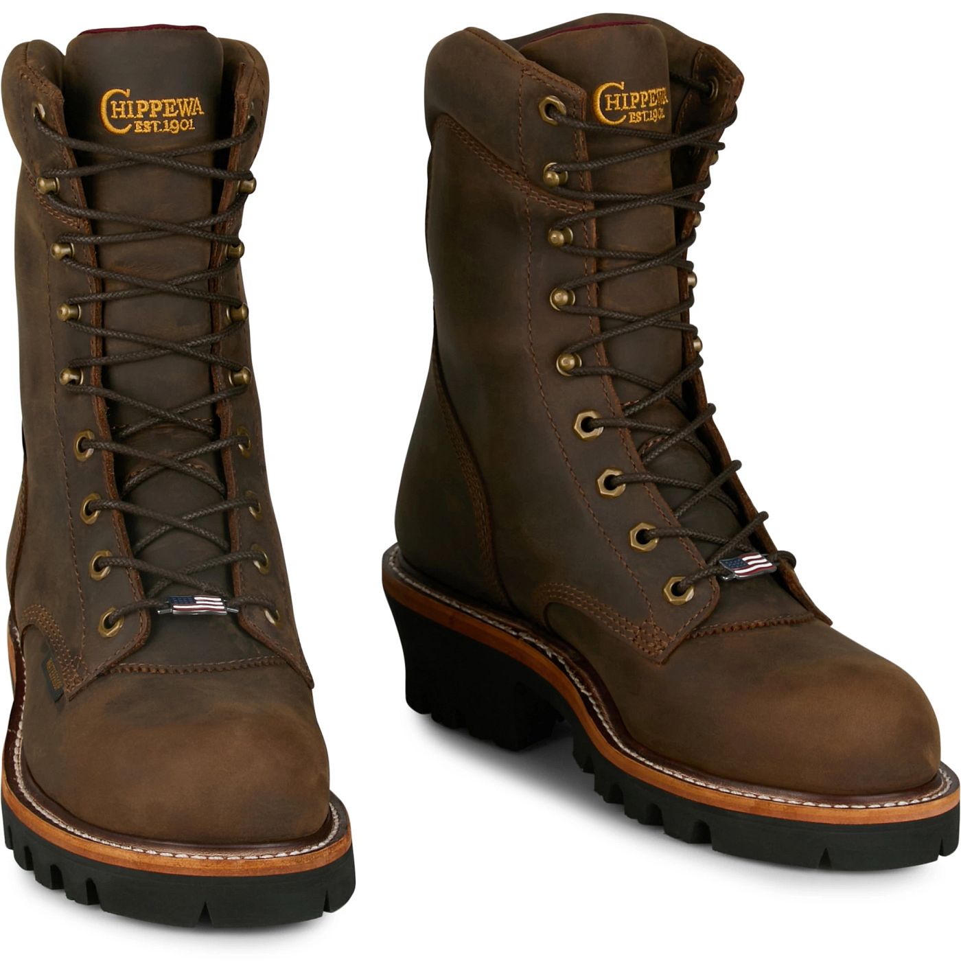 Chippewa Men's Super Logger 9" Waterproof Steel Toe - Aged Bark (SL5407) - Front View