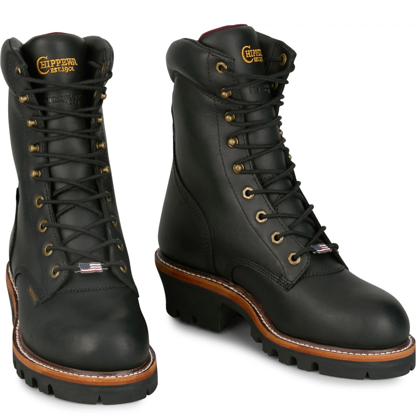 Chippewa Men's Super Logger 9" Waterproof Insulated Steel Toe - Black (SL5410) - Front View