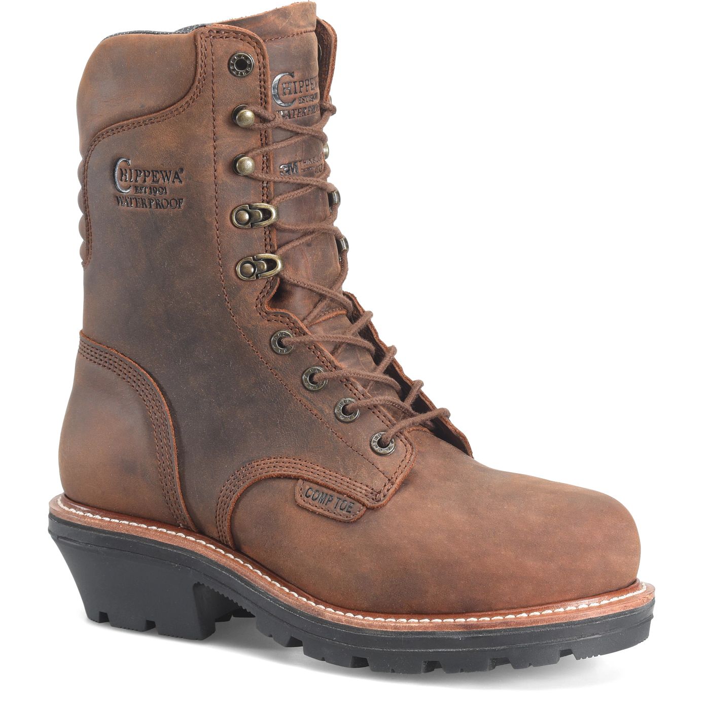 Chippewa Men's Thunderstruck 9" Insulated Waterproof Nano Comp Toe Logger - Walnut (TH1024) - View 2