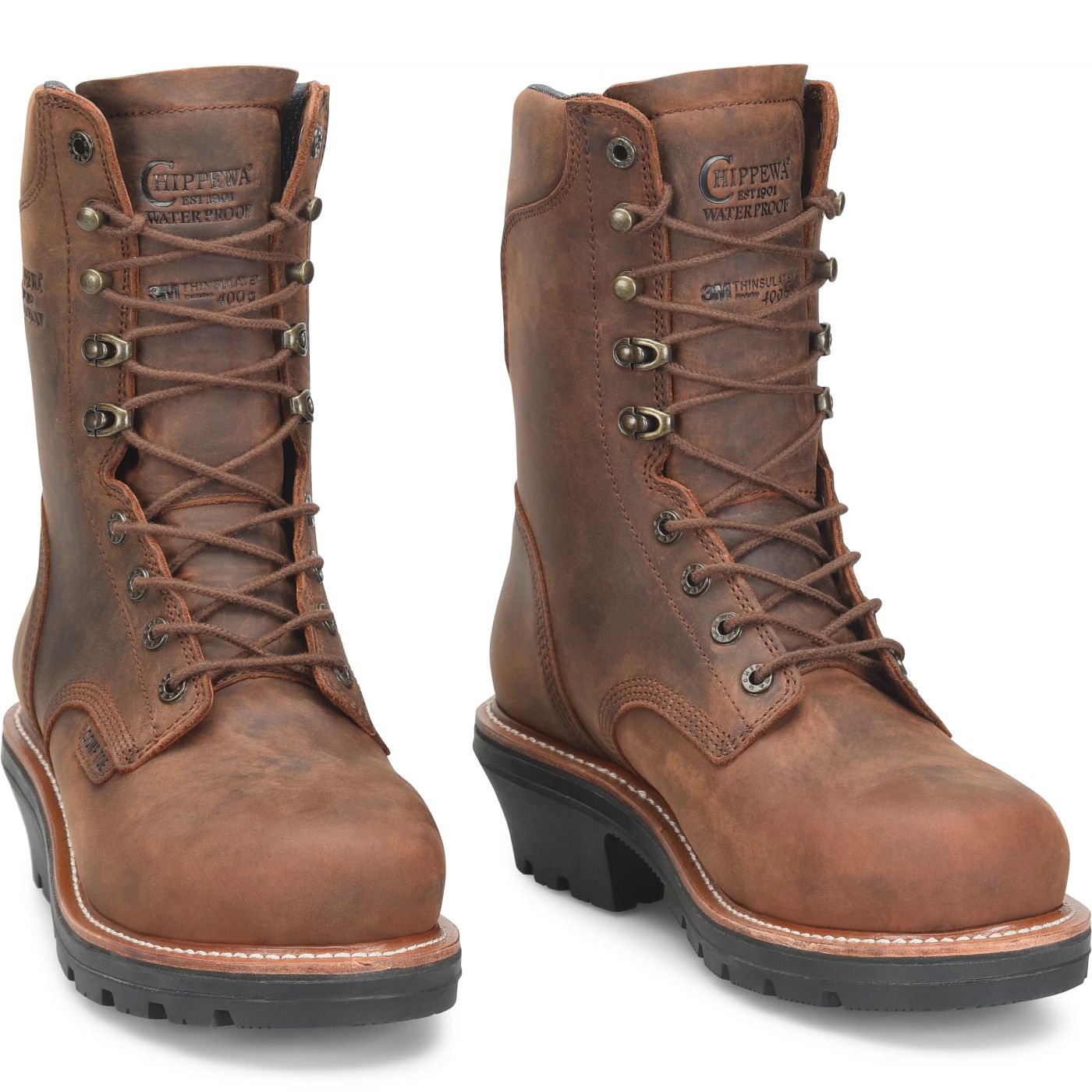 Chippewa Men's Thunderstruck 9" Insulated Waterproof Nano Comp Toe Logger - Walnut (TH1024) - Front View