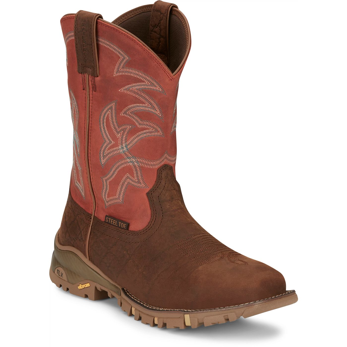 Tony Lama Men's 11" Roustabout Steel Toe Work Boot Chili Red (TW5007)