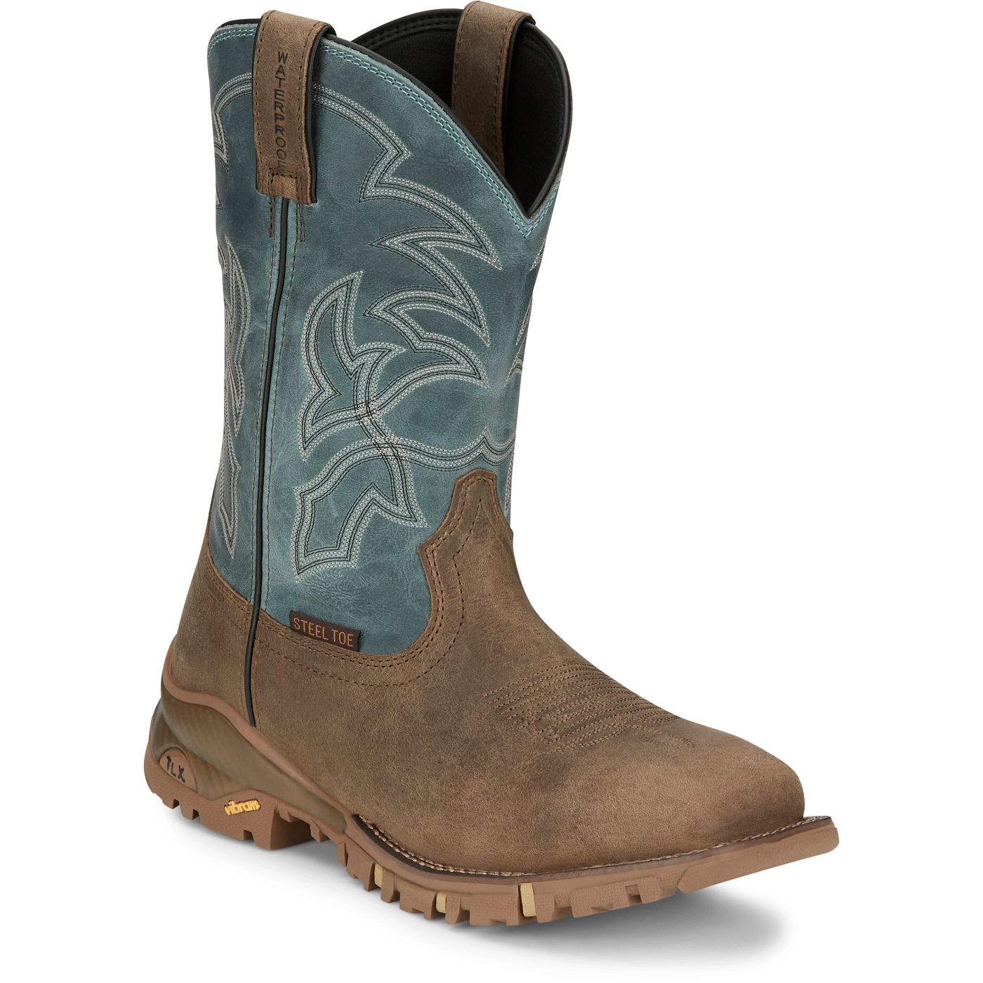 Tony Lama Men's 11" Roustabout Steel Toe Work Boot Mineral Blue (TW5008)