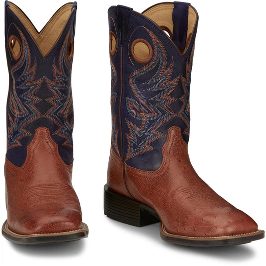 Justin Boots Men's Roswell 11" Smooth Ostrich Boot - Brandy (UN8751) - Front View