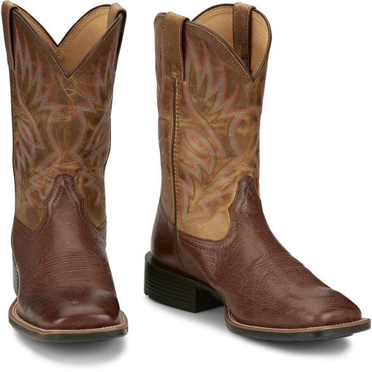 Justin Boots Men's Conroe 11" Smooth Ostrich Boot - Kango Tobac (UN8760) - Front View
