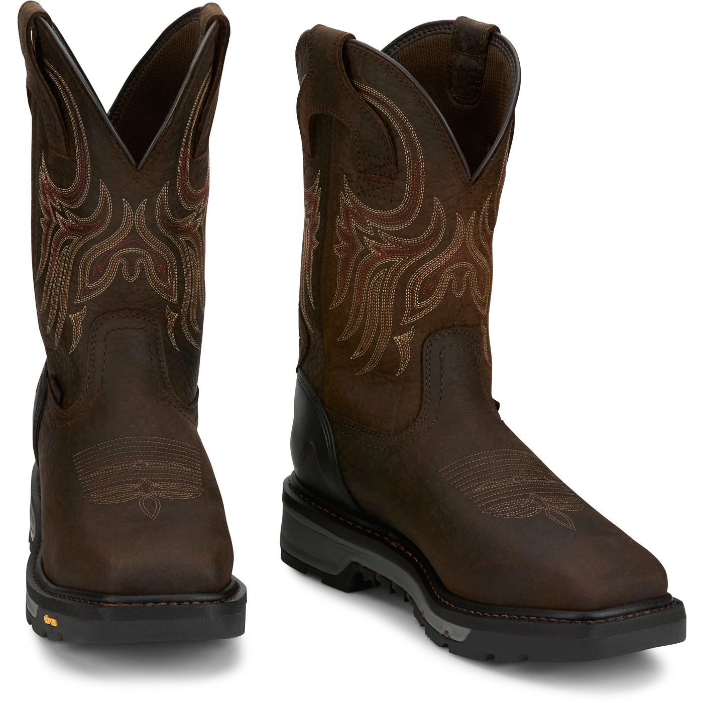 Justin Work Men's Driscoll 11" Waterproof Met Guard Steel Toe Boot - Mahogany (WK2112) - Front View