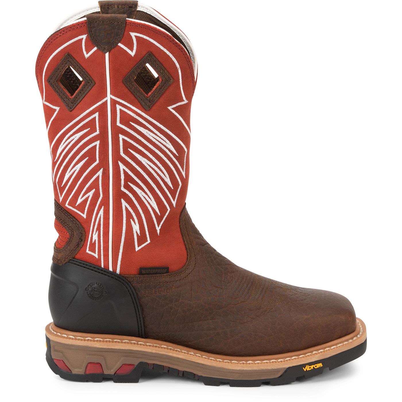 Justin Work Men's Roughneck 12" Waterproof Steel Toe Boot - Orange (WK2115) - View 3