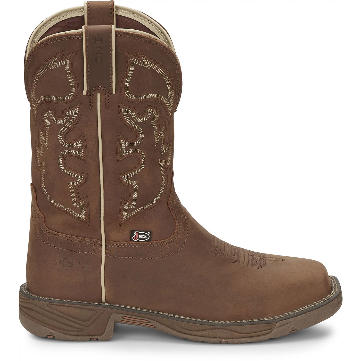 Justin Work Men's Rush 11" Waterproof Steel Toe Boot - Tan (WK4331) - View 3