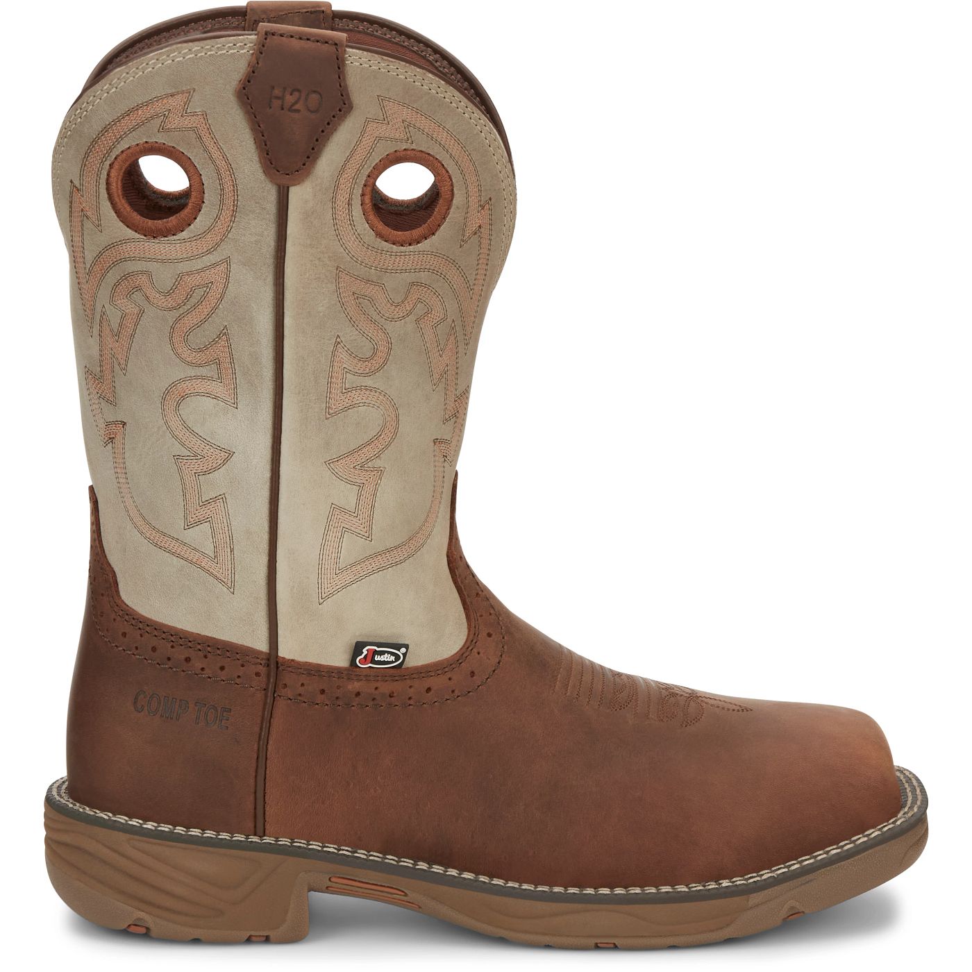 Justin Work Men's Rush 11" Waterproof Nano Comp Toe Boot - Rust (WK4338) - View 3