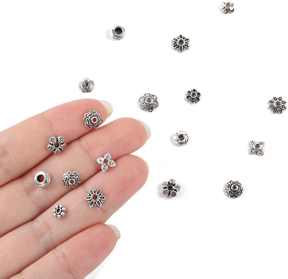 Quefe 360pcs Silver Spacer Beads Caps of 12 Styles Jewelry Accessories for Bracelet Necklace Jewelry Making image 4