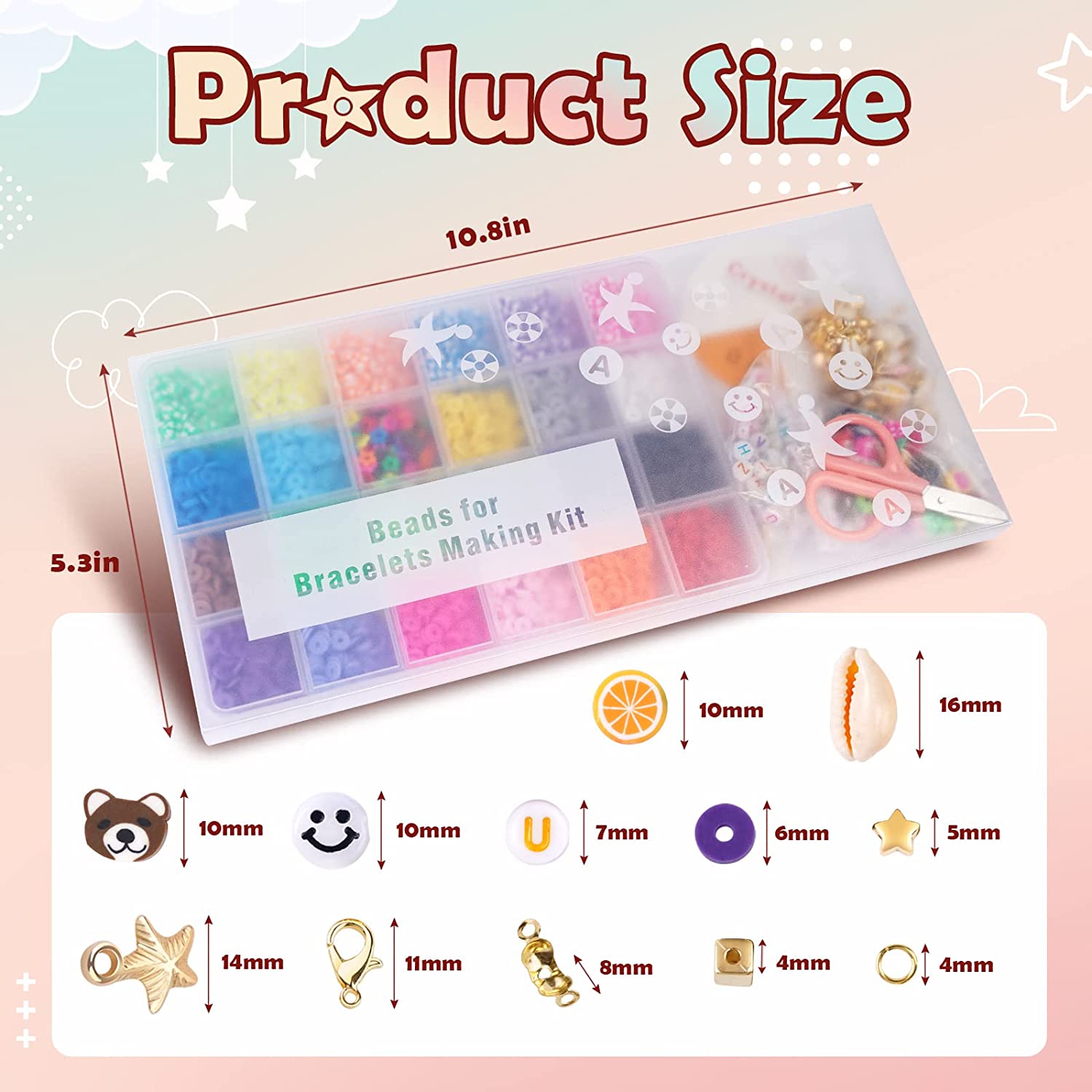 FZIIVQU 6100 Pcs Clay Beads Bracelet Making Kit 24 Colors Flat Clay Beads Set Preppy Bracelet Kit Lnclude Polymer Clay Heishi Bead UV Letter Beads for Jewelry Earrings Making image 7