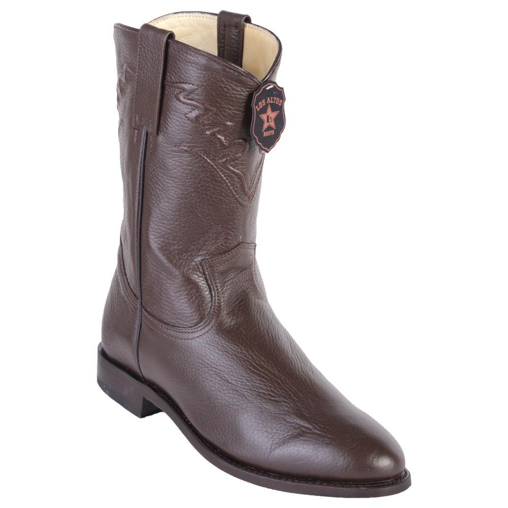 Los Altos Boots Mens #690707 Roper Style | Genuine Lizard Skin Boots Handcrafted | Color Brown image 0