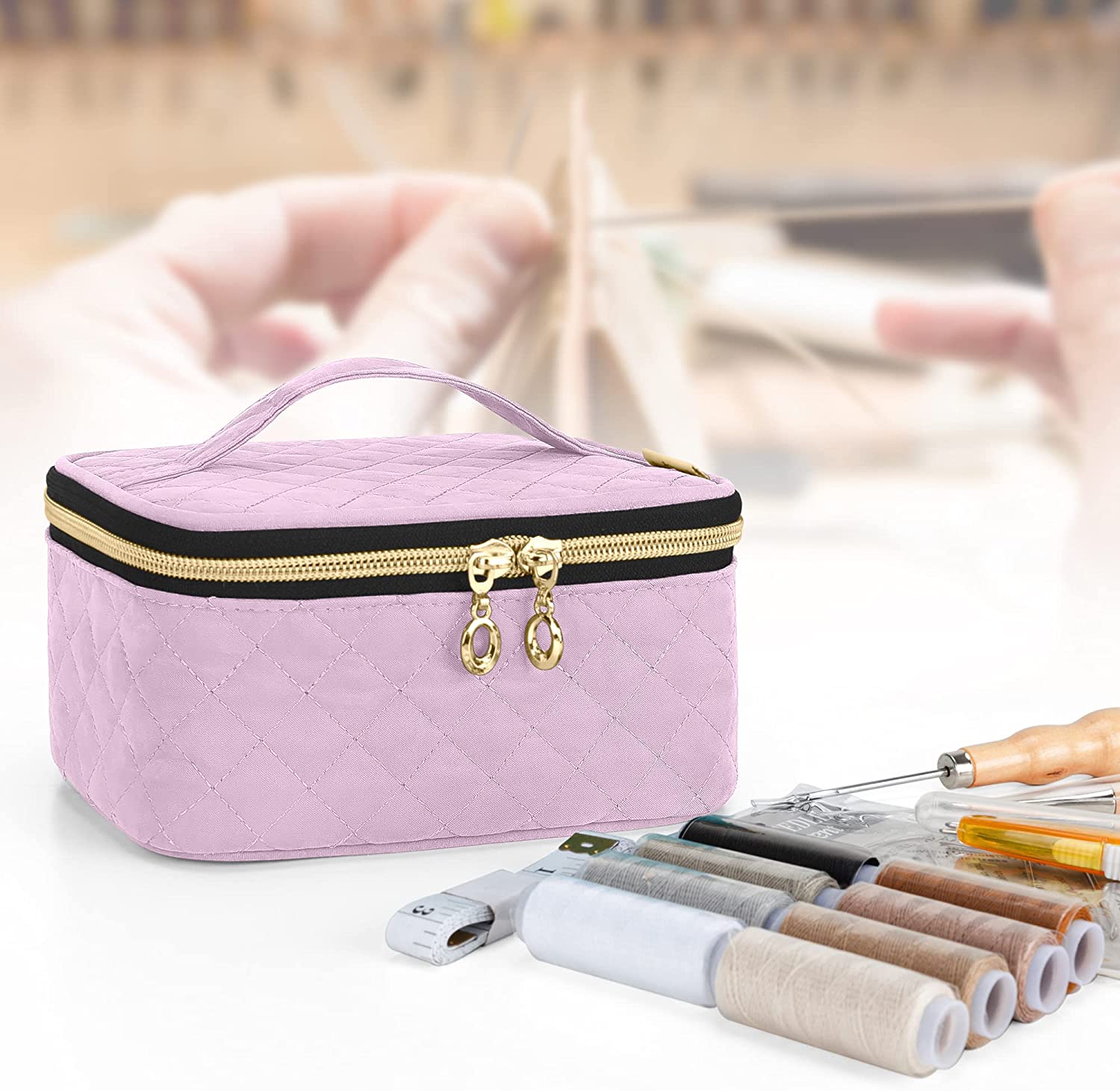 LoDrid Leather Sewing Kit, Leather Repair Set with Storage Bag, DIY Leather Craft Tools &amp; Supplies for Beginner, Adult and Kid, Sewing Needles, Threads and Other Leathercraft Accessories, Bright Pink image 6