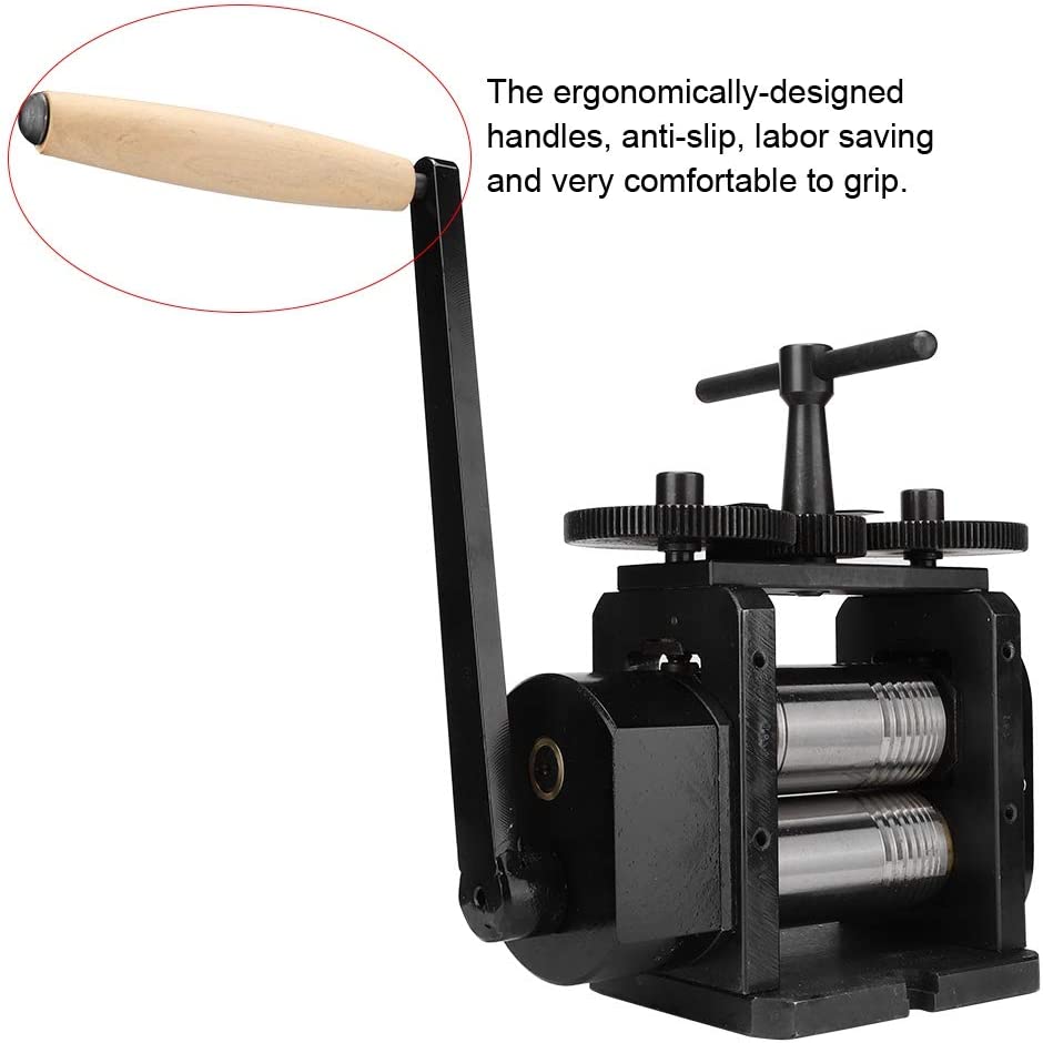 Manual Rolling Mill Machine, 110mm Wide Good Wear Resistance Combination Jewelry Rolling Mill Tabletting Machine Roller Wire Flat Pattern Sheet Metal Jewelry Marking DIY Tool for Jewelry Design image 1