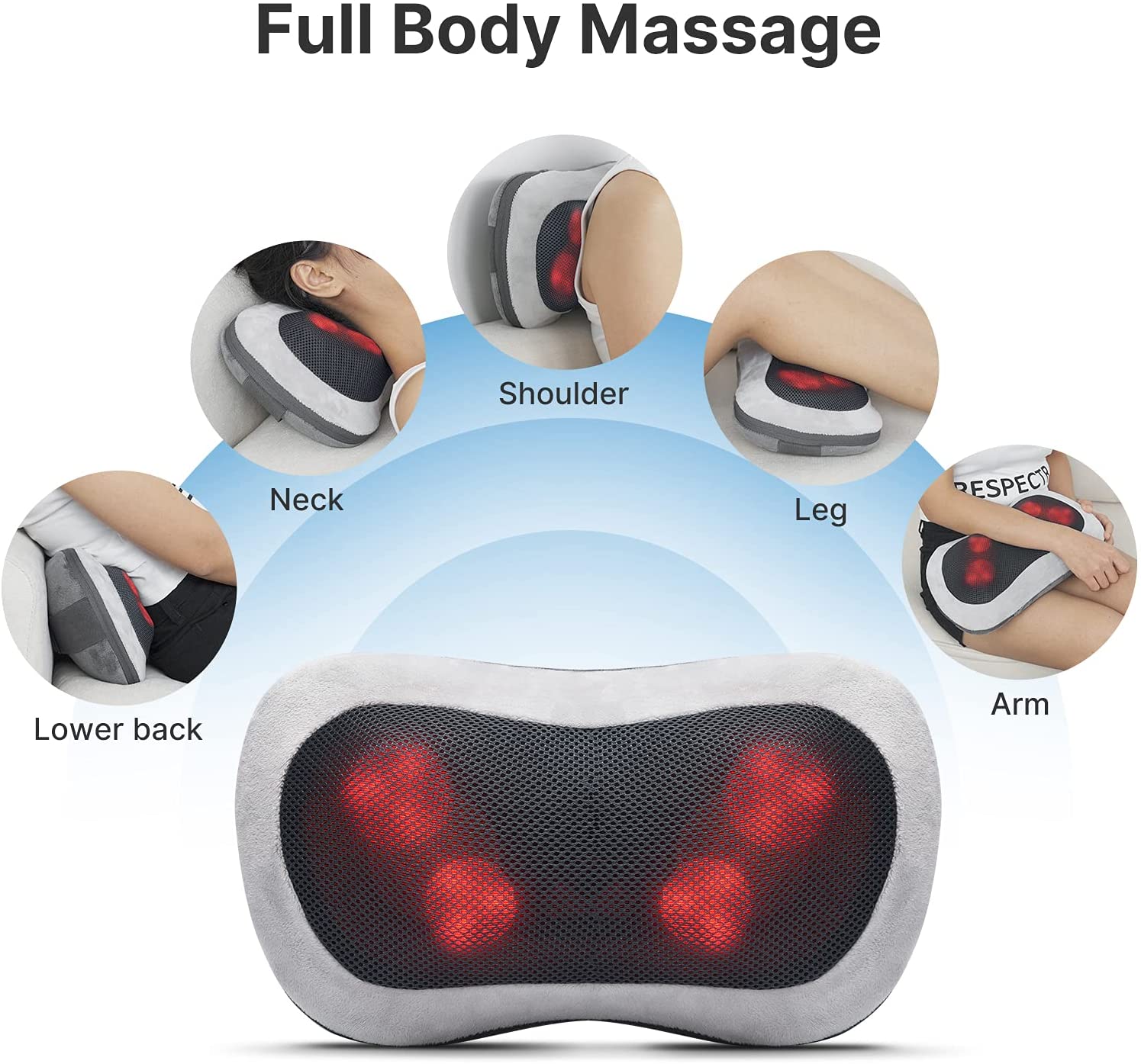 RENPHO Back Massager with Heat, Shiatsu Massage Pillow with Deep Tissue Kneading for Neck Lower Back Shoulder, Relaxation Gifts for Mom Dad, Use at Home Office image 3