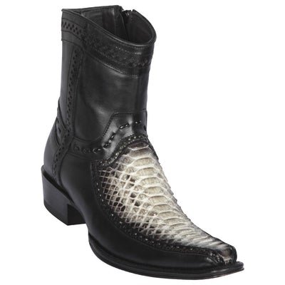 LOS ALTOS BOOTS MENS #76BF5749 LOW SHAFT EUROPEAN SQUARE TOE | GENUINE PYTHON AND DEER BOOTS | COLOR NATURAL image 0